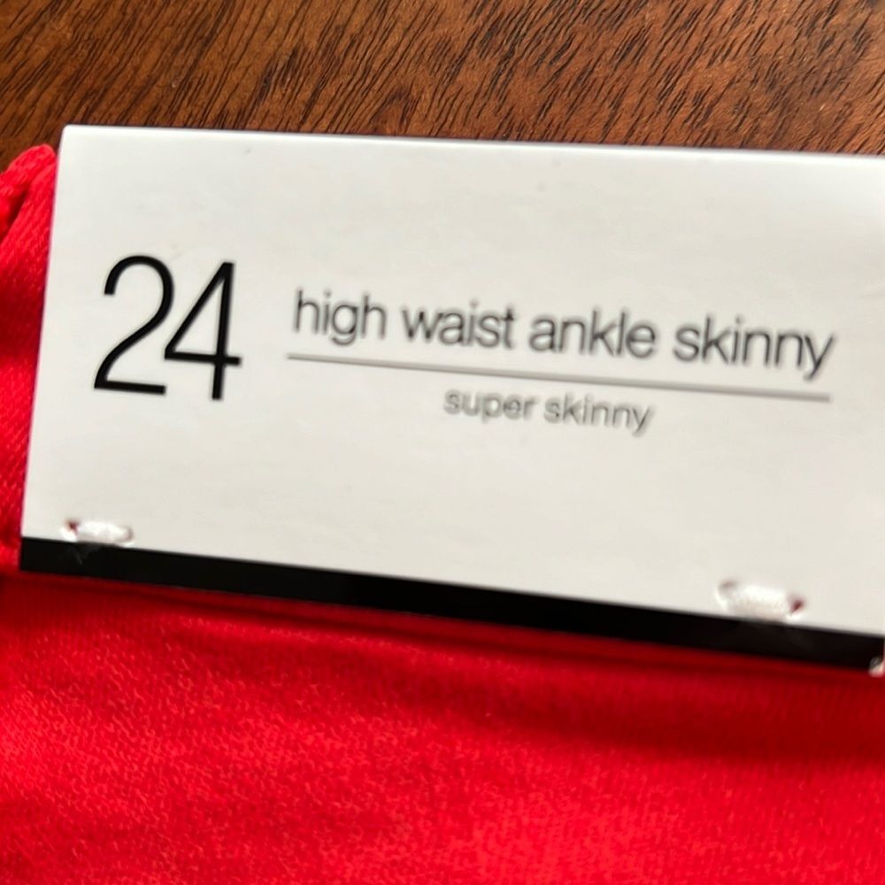 7 for all mankind high waist ankle skinny, bright orange jeans 🔥 NWT 🔥 size 24 - Picture 3 of 5